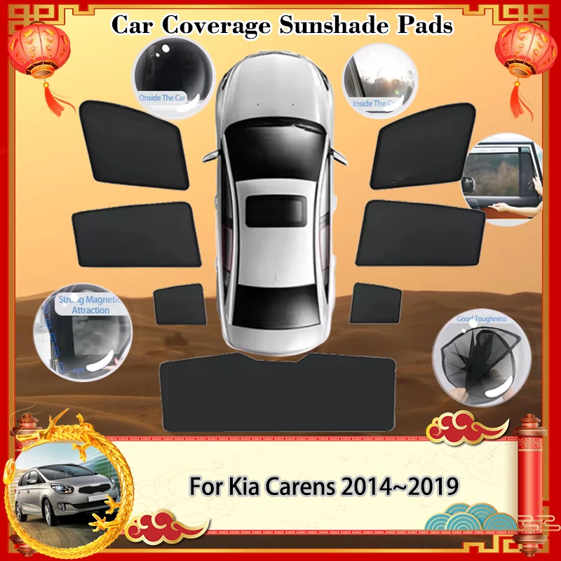 

Для Kia Carens RP Rondo MK3 3th 2014~2019 2015 2016 2017 Солнцезащитный козырек Магнитный солнцезащитный козырек, блокирующий занавеску, затенение в приватной обстановке, автоматическое