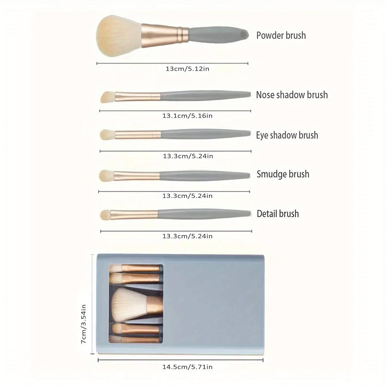 5-Piece Makeup Brush Set With Mirror, Portable Professional Makeup Brush Set, Hollow Plastic Travel Makeup Tools