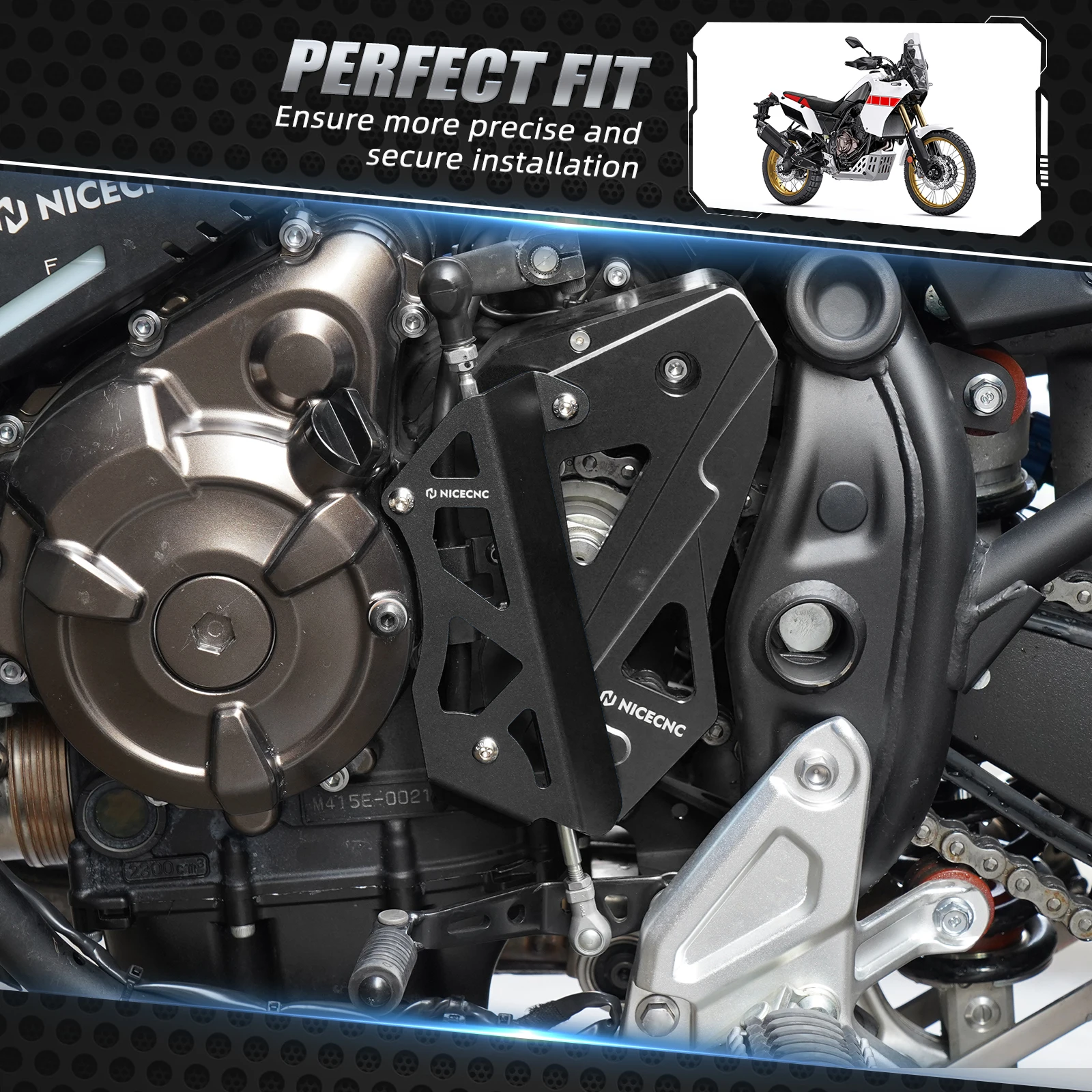 Für Yamaha 2019-2024 Tenere 700 XTZ 700 Getriebe Shift Linkage Abdeckung Chian Schutz Kettenrad Abdeckung Rally Edition 2020 2021 2022 2023 24 – Detail 2