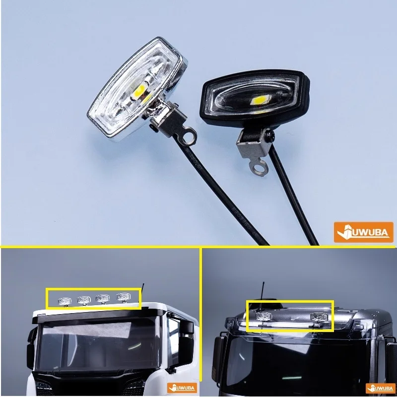 أضواء سقف LED لشاحنة تاميا RC 1/14 لسكانيا لبنز لأجزاء فولفو ذاتية الصنع