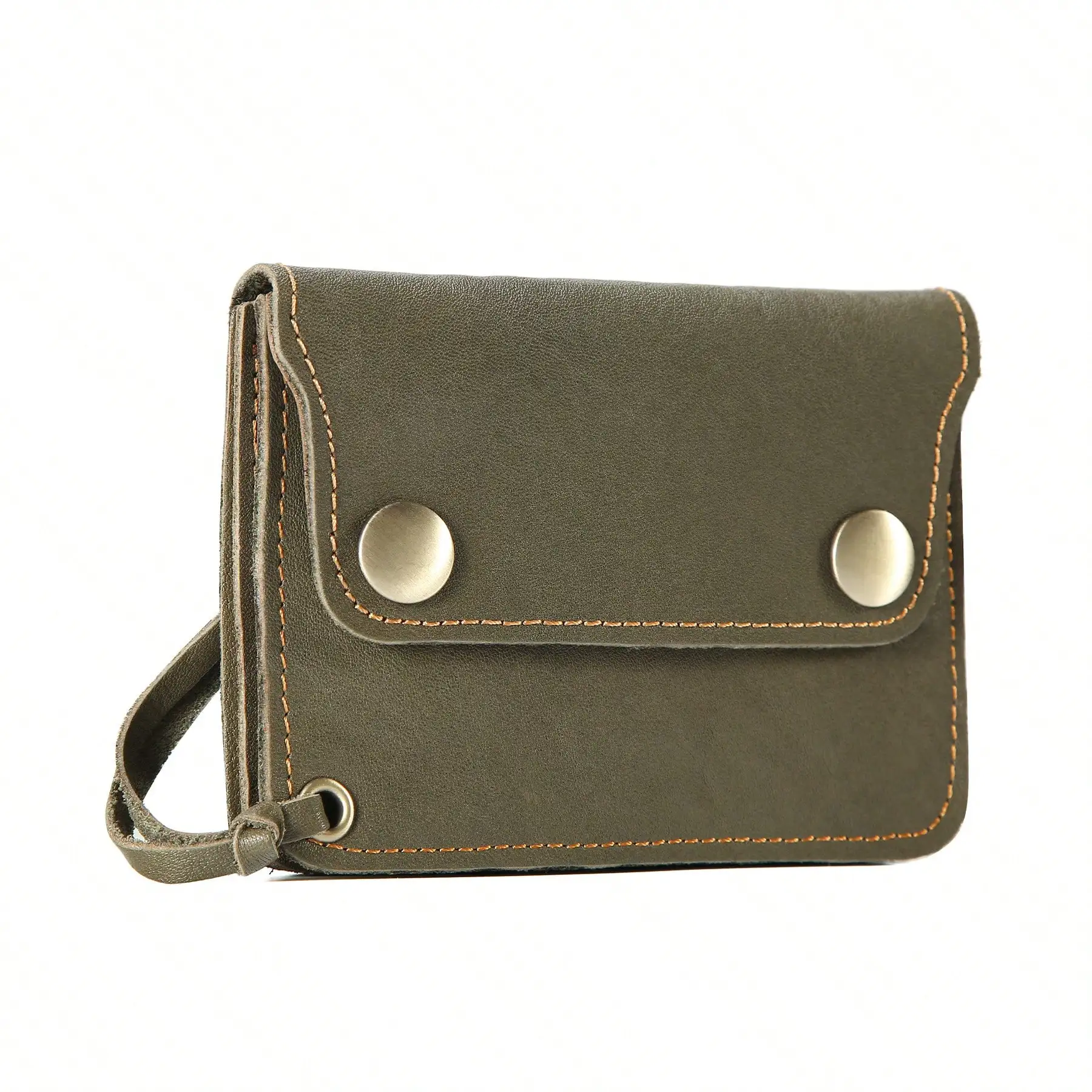 

Retro Top-Grain Cowhide Card Holder With Magnetic Closure& Zipper Coin Pouch- Portable Genuine Leather Short Wallet