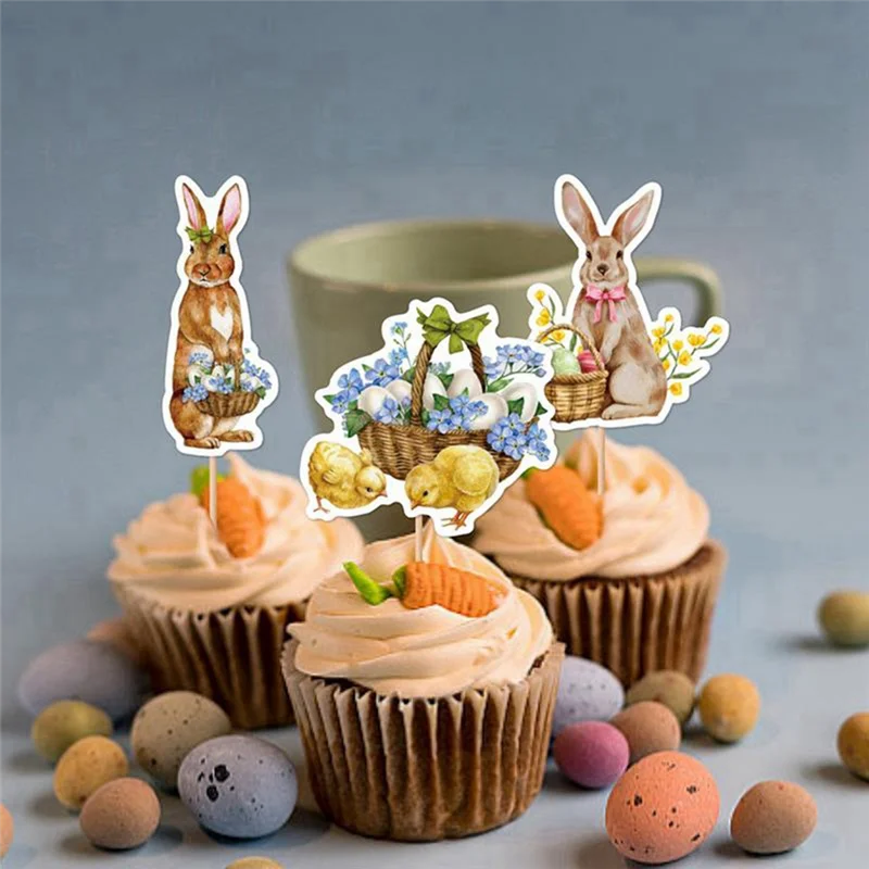 8Pcs Cute Chick  Egg Style Cupcake Topper Easter Festival Birthday Party Baby Shower Decorations Kit Easy To Use Durable-A