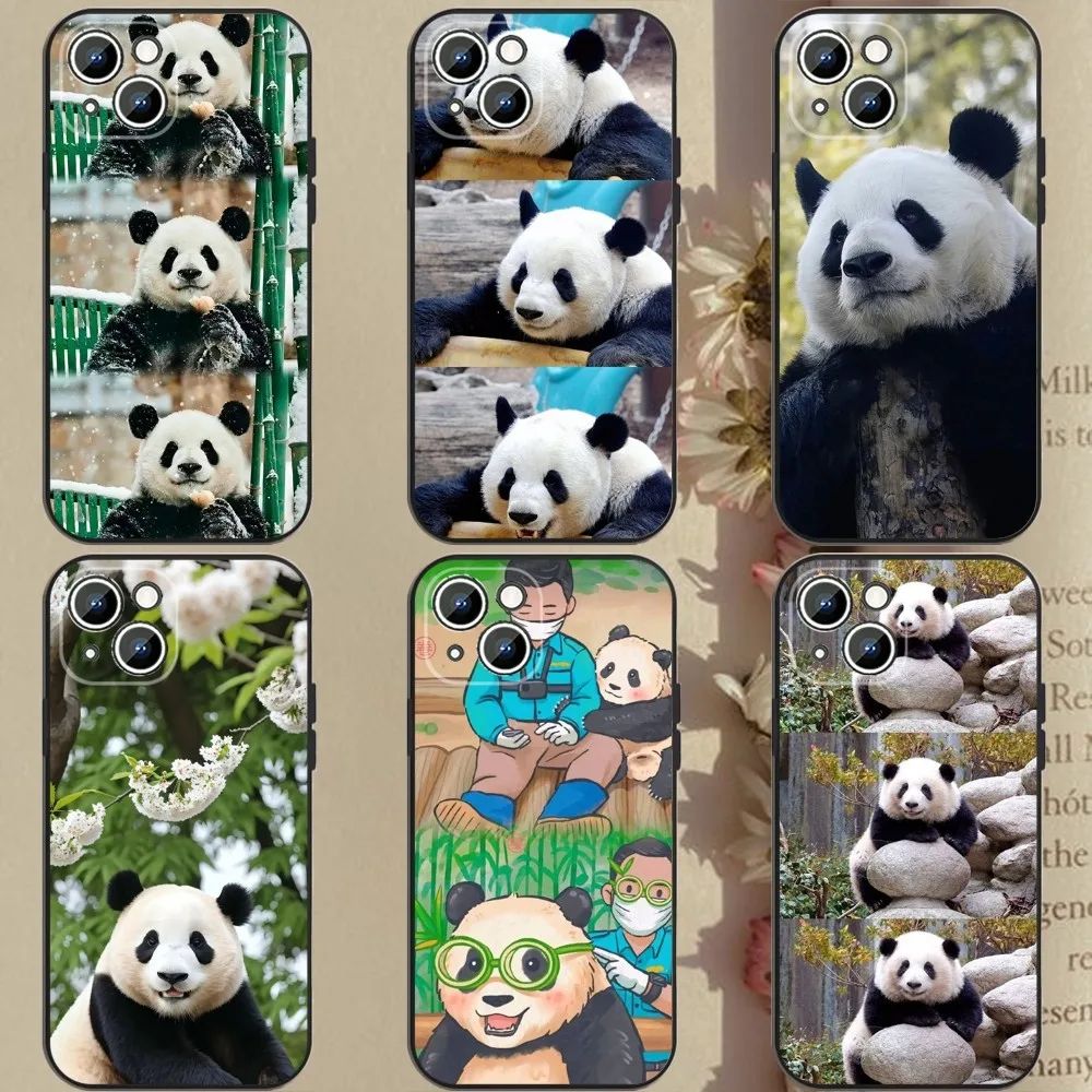 fubao panda  Phone Case Phone Case For Apple iPhone 15,14,13,12,11,XS,XR,X,8,7,Pro,Max,Plus,mini Silicone Black Cover