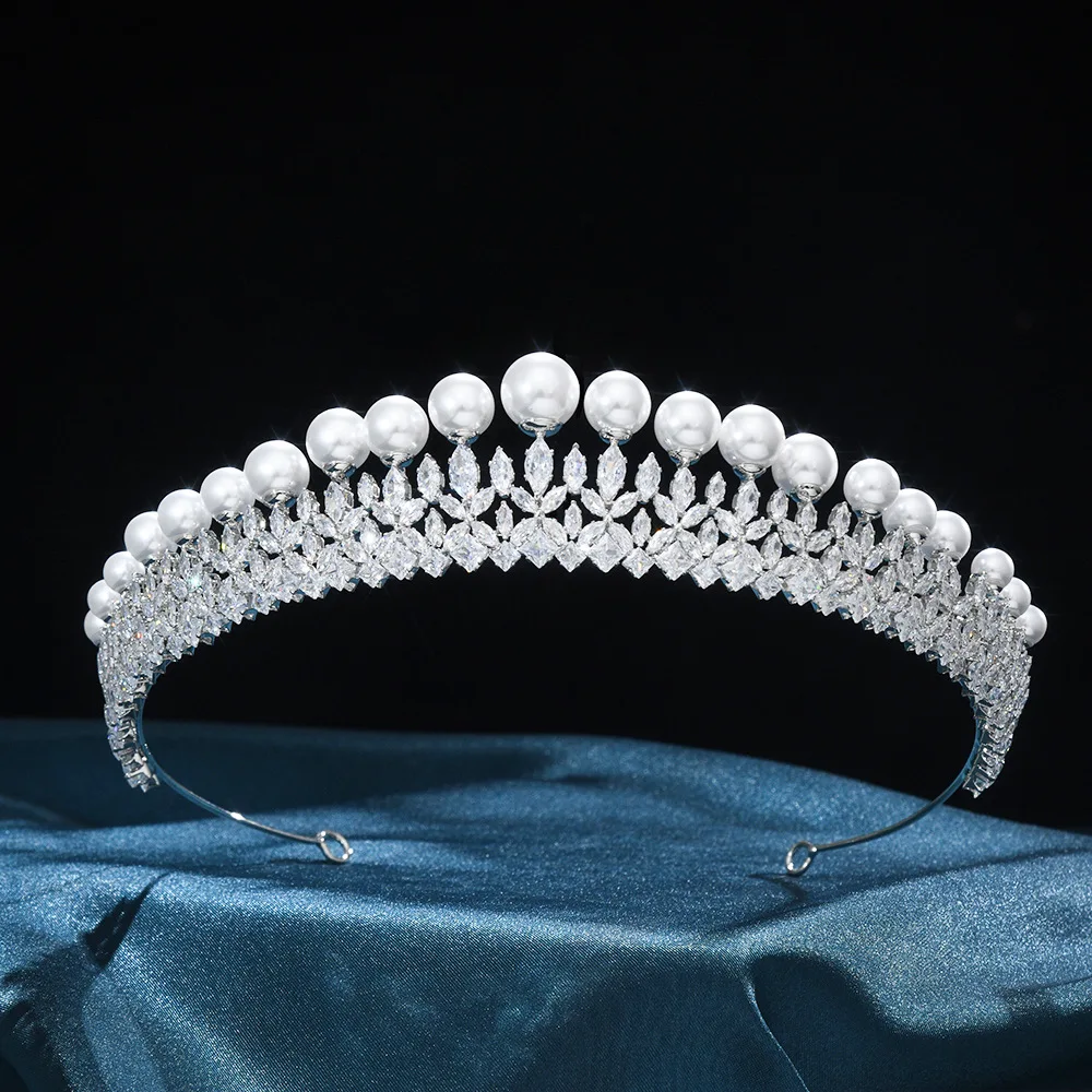 Fashion Imitation Pearl Zircon Wedding Crown Birthday Party Princess Joker Hair Accessories Gift Jewelry 267225