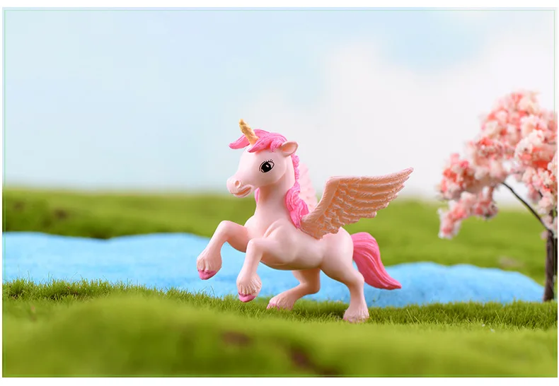 1pc Cartoon Cute Pegasus Dolls Unicorn Anime Action Figure Pony Succulents Assembly Ornaments Gifts Toys for Children