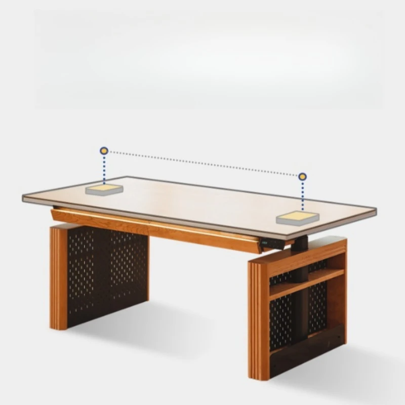 Lifting desk, student intelligent electric solid wood adjustable, automatic office study table