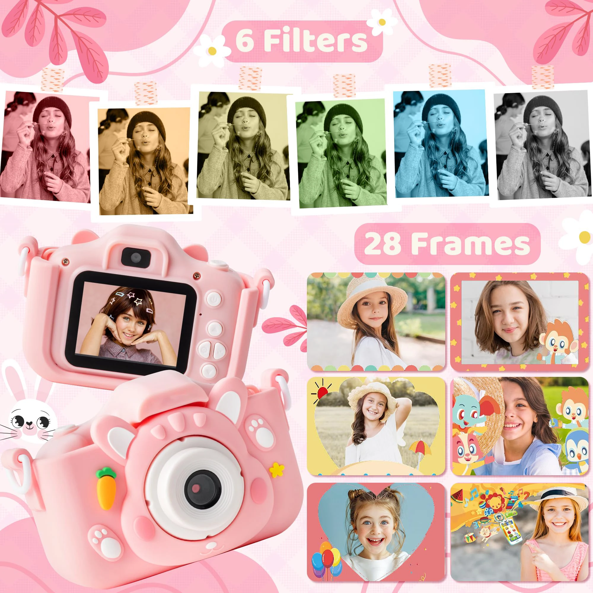 Kids' Camera with 64GB Memory Card, 48MP Resolution, 1080p HD Recording Perfect Holiday or Birthday Gift for Boys and Girls.