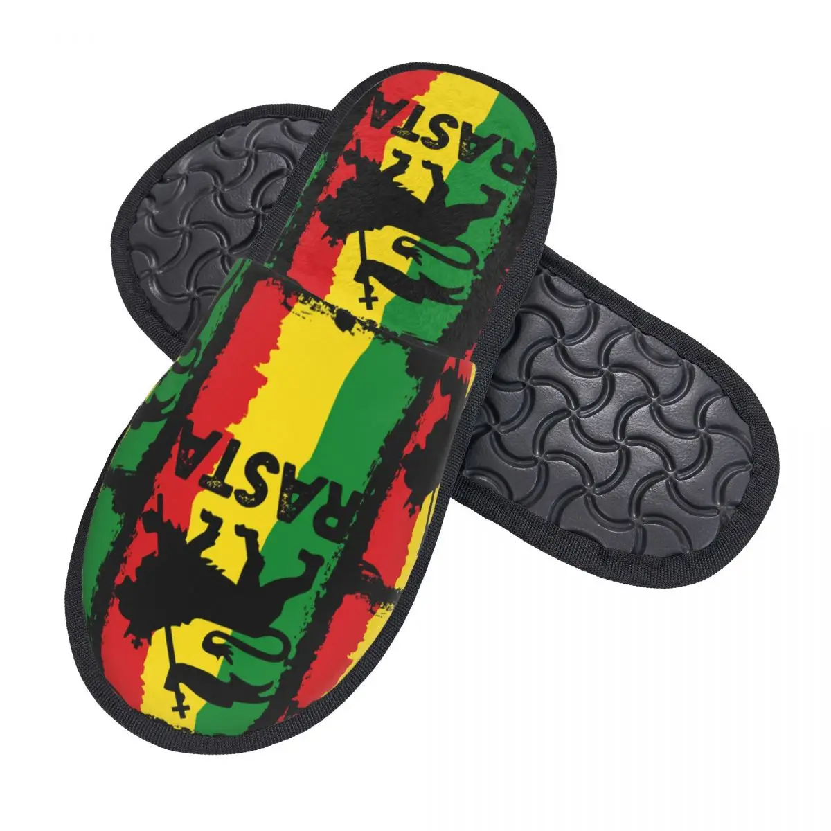 Custom Jamaican Rasta Lion Comfy Scuff Memory Foam Slippers Women Hotel House Shoes