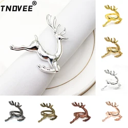 Ouro e Prata Christmas Deer Napkin Ring, Elk Holder para Festa de Natal, Decoração de Mesa, Decoração de Casa, ERC03, 6Pcs