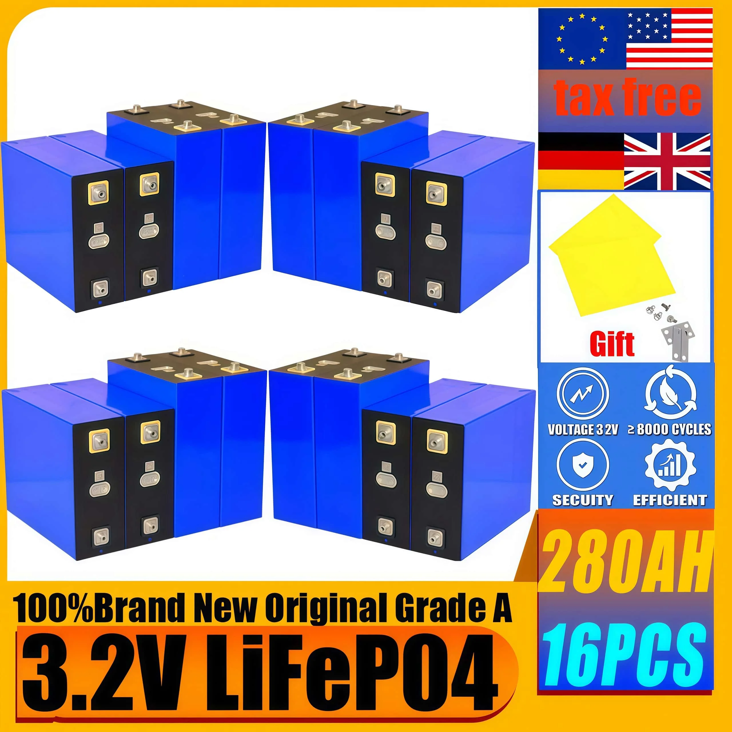 A-class 3.2V 340AH 320AH 310AH 280AH 32AH lifepo4 بطارية لتقوم بها بنفسك 48 فولت قارب كهربائي تخزين الطاقة الشمسية بطارية منزلية خالية من الرسوم #5