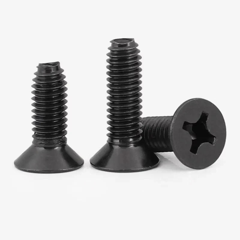 

M3 M4 M5 M6 Triangular Thread Self Tapping Screws Black Zinc Plated Carbon Steel Flat Head Cross Recessed Self Threading Screws