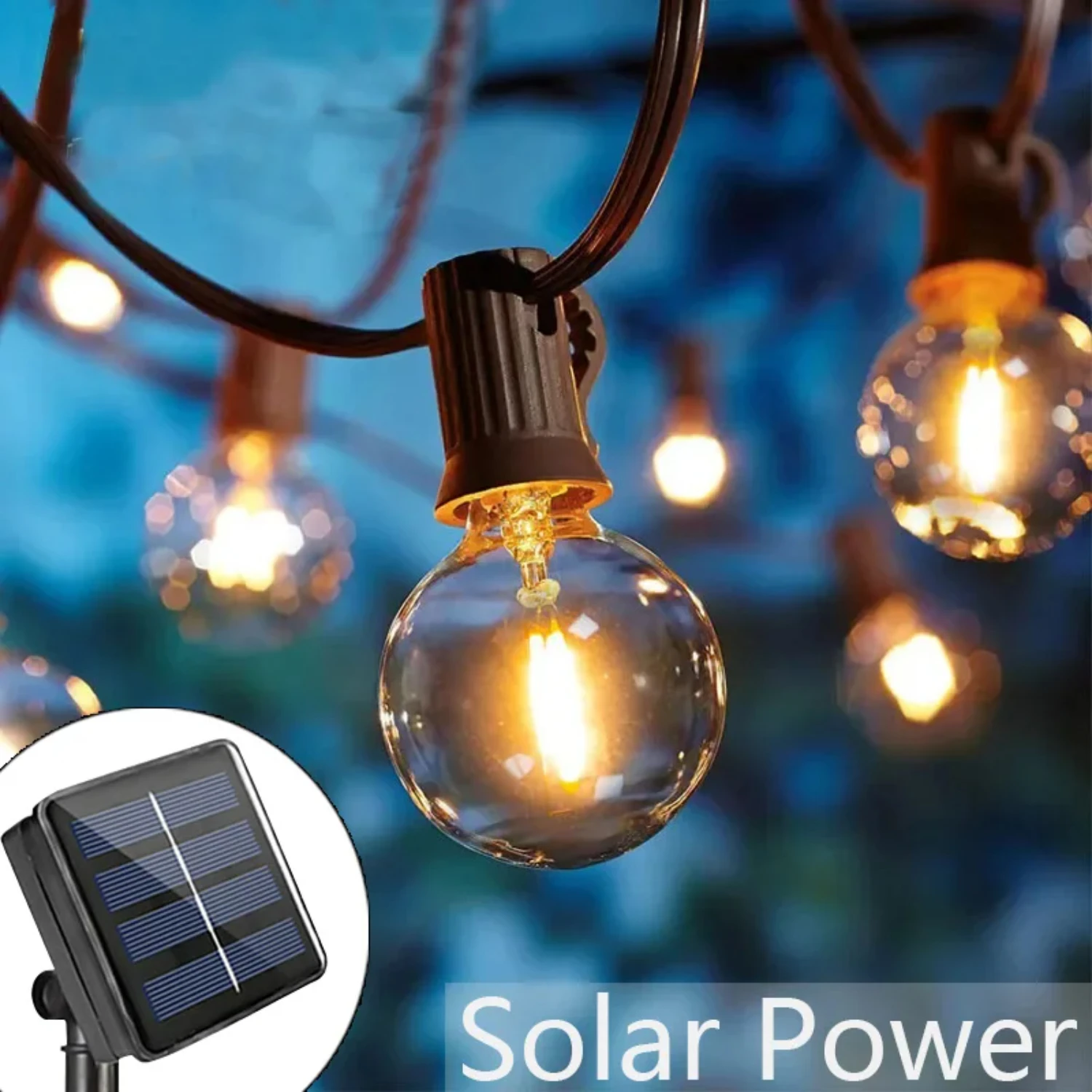 Enhance Your Outdoor Garden Patio with Stylish, Durable, Exquisite, and Elegant Waterproof Solar Power G40 Globe String Lights B