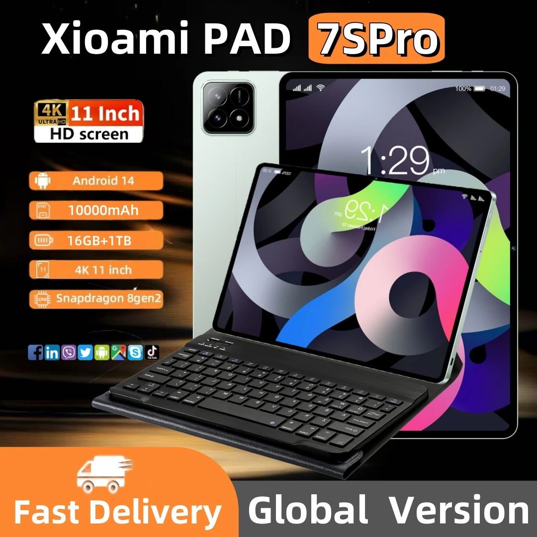 2025 Xioaml PAD 7S PRO 5G Global Edition Tablet Android14 16GB 1TB 11Inch Dual SIM Card WIFI Bluetooth Google Play Tablet PC