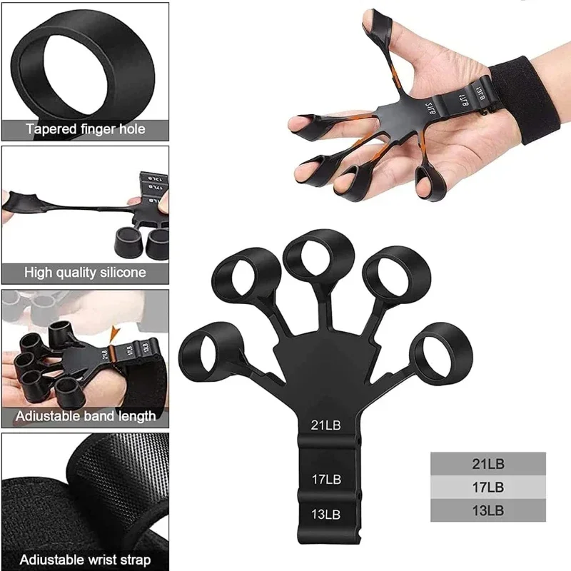 1pcs Silicone Gripster Grip Strengthener Finger Stretcher Hand Grip Trainer Gym Fitness Training And Exercise Hand Strengthene