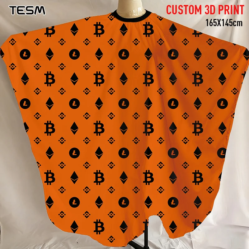TESM Bitcoin المليونير الحلاق كيب تصفيف الشعر صالون ثوب تصفيف الشعر صبغ الشعر شال عيد الهالوين هدية الكريسماس