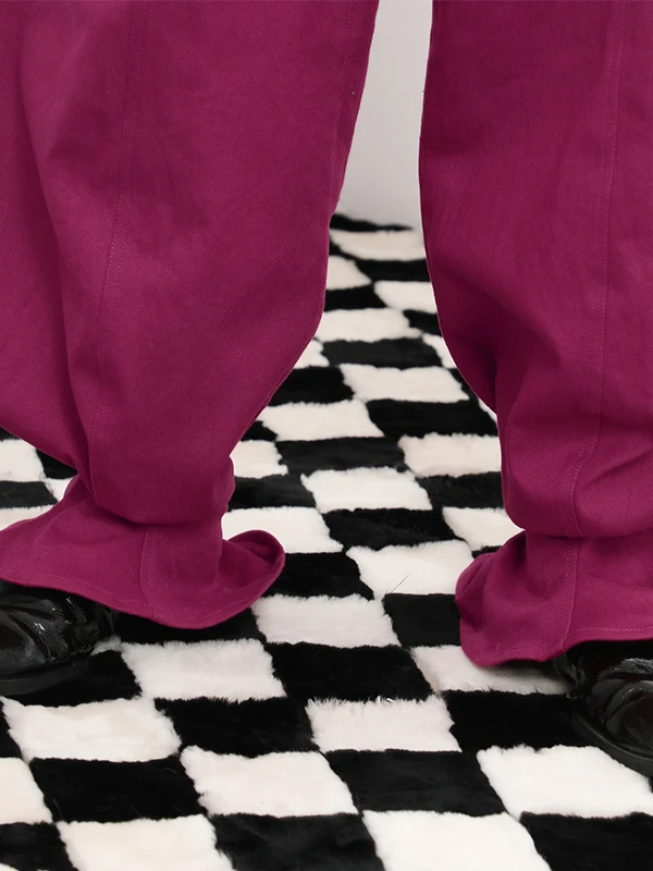 Vintage Loose Women's Jeans Oink Oink Fashionable Banana Pants Dragon Fruit Color Casual Wide Leg Trousers for Ladies