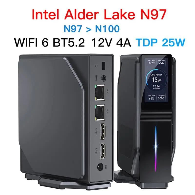 Top S1 Alder Lake N97 MINI PC Up to 3.6Ghz DDR4 3200Mhz 16GB 512GB SSD Win11 WIFI6 BT5.2 MINI PC Gamer Computer VS N100