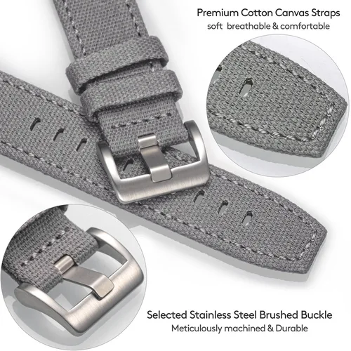 Imagen 2 del producto Hemsut correas de reloj de lona de mayor calidad correas de muñeca de liberación rápida 18mm 20mm 22mm 24mm para hombre y mujer