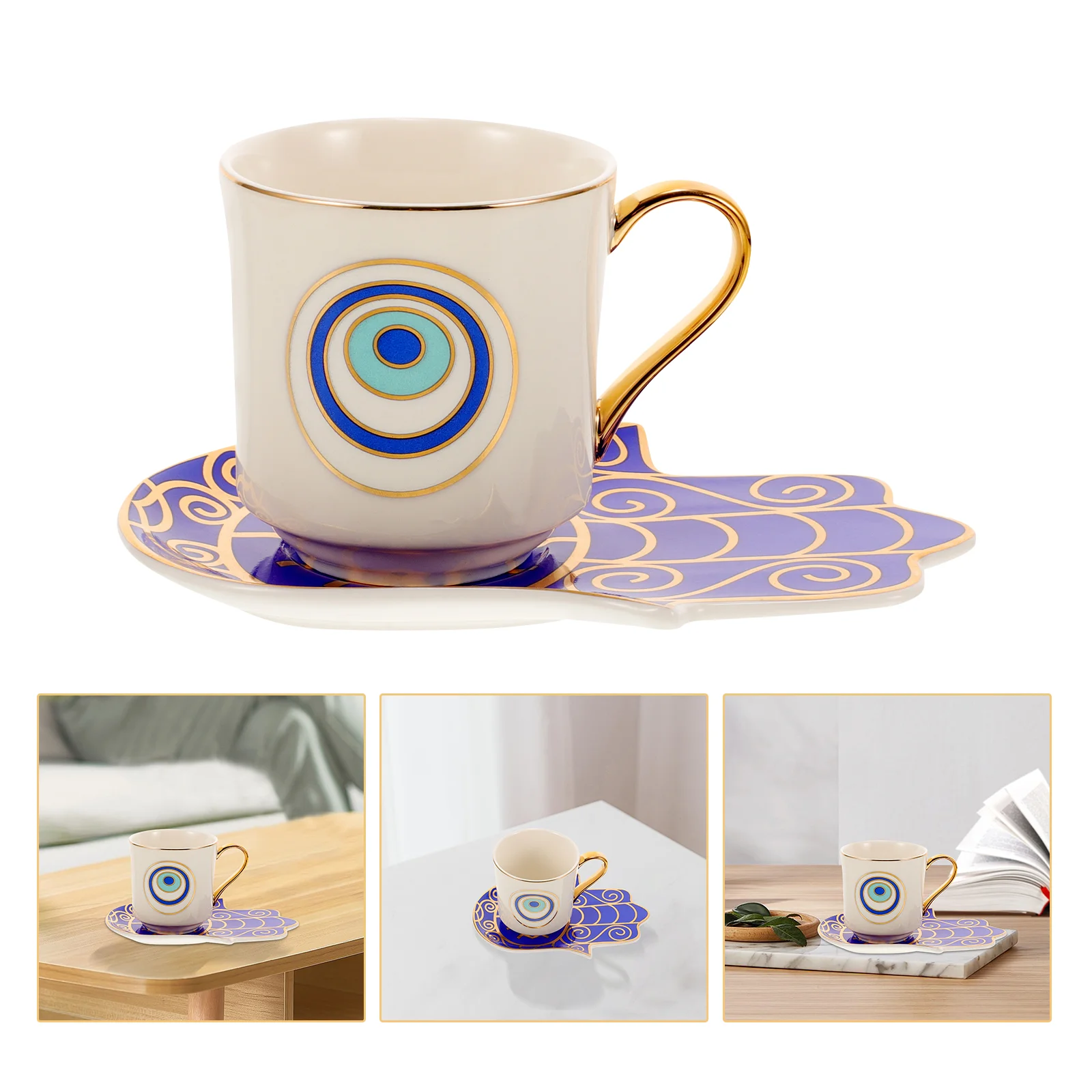 Eyes Teacup Cups Restaurant Coffee Container Set Palace Style Ceramic Mug Ceramics Lovely Water Pattern Man with Handle