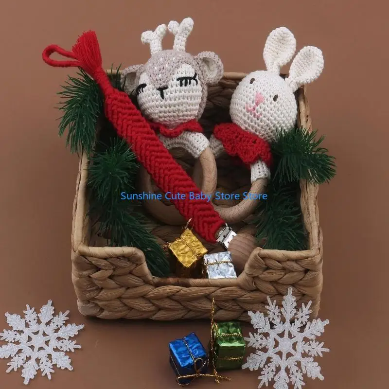 C5AF الخشب الطفل لعبة الكرتون حلقات معلقة هدية الوليد خالية من BPA اللون الطبيعي #4