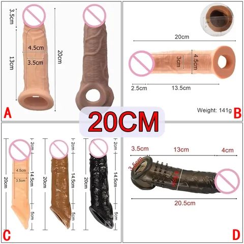 FXINBA 20cm Peniss Sleeve Enlarger For Men Dick Extension sexxy Adult Toy For Men Cock Sleeve For Peniss Cover Reusable Condom