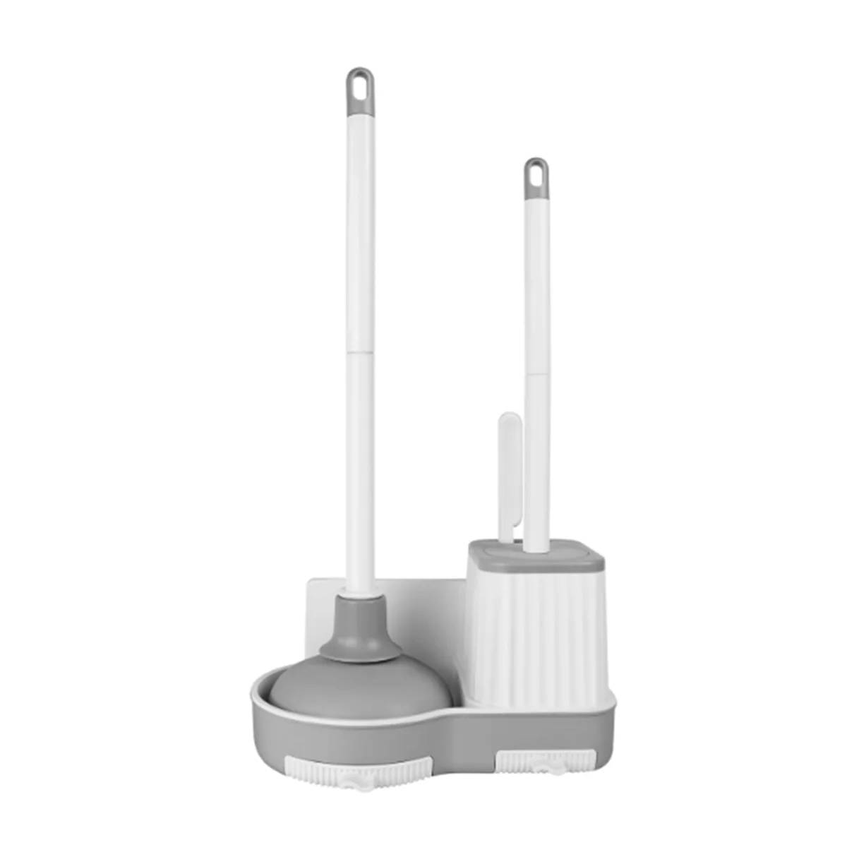2025+ Toilet Brush and Plunger Set with Crevice Cleaning Brush, White Plunger and Brush Combo with Hidden Holder