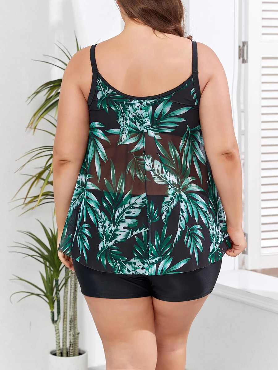 2026 Print Large Big Plus Size Tankini 2 Pieces Swimsuit Women High Waist Swimwear Female Bathing Swimming Swim Suit Bathers 4XL