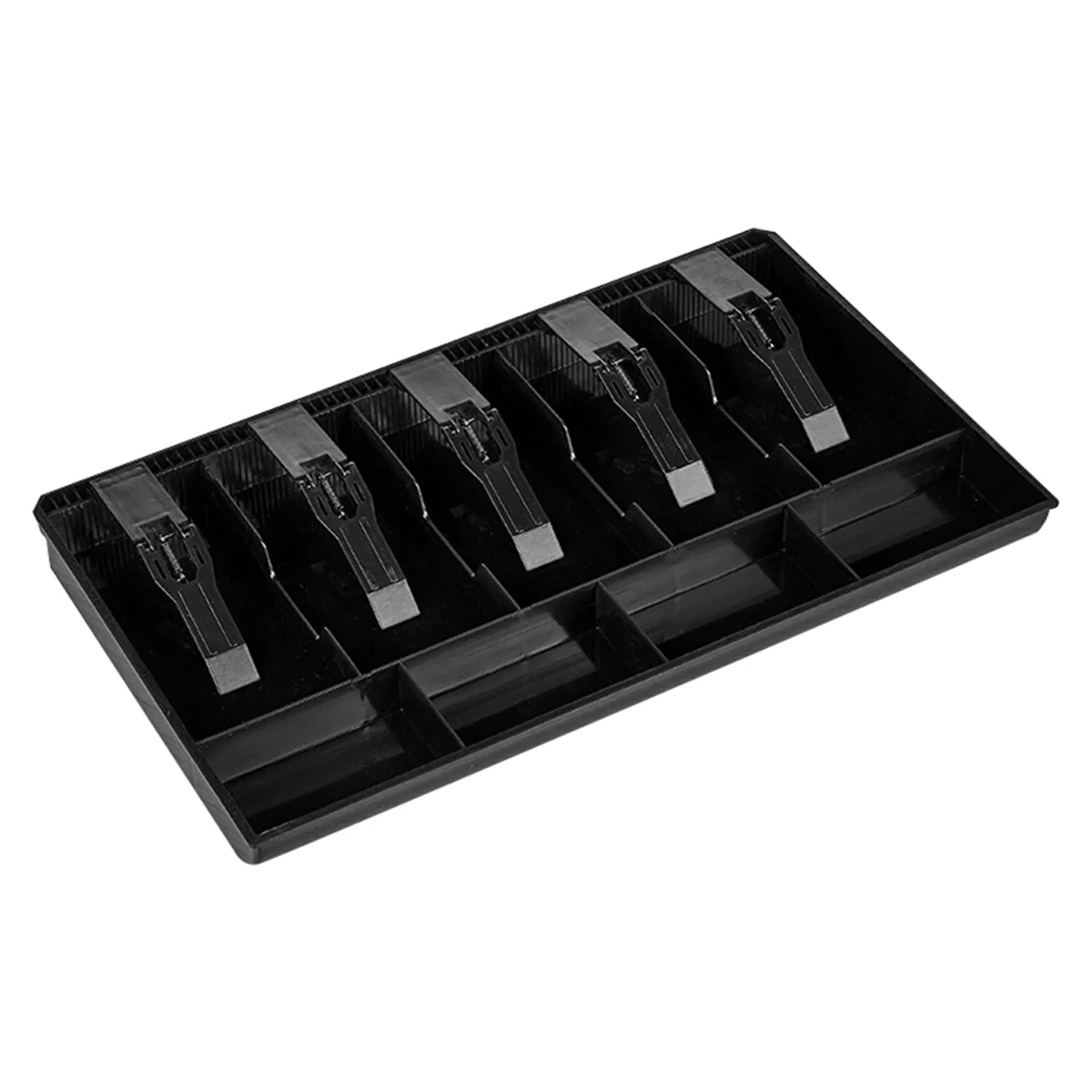 Cash Register Drawer Insert Tray 5 Banknotes/4 Coin Compartments with Metal Clips, Supermarket Cash Box