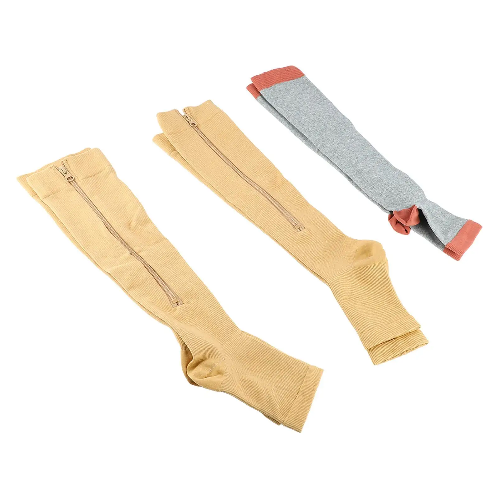 Chaussettes de compression avec fermeture éclair pour femme, amélioration musculaire, surpoids de vache, design doux et léger, course à pied