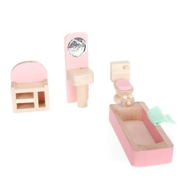 Ensemble de meubles miniatures en bois, bricolage, maison faite à la main, salle de bain, cadeau pour enfants, Mini meubles miniatures en bois, maison, chambre à coucher