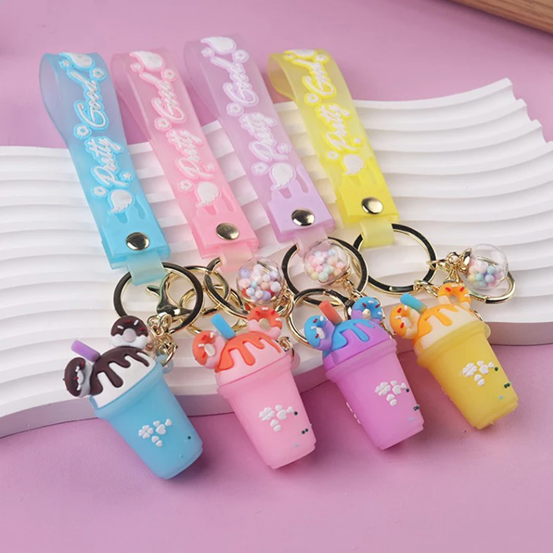 Creative Ice Cream Shape Keychians For Women Cute Car Bag Keychain Decorate Women Accessories Trend Jewelry