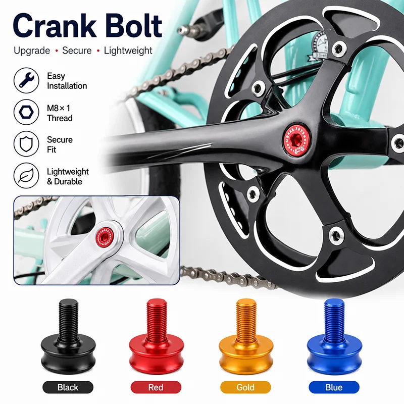 M8x1 7075 Aluminum Alloy Bicycle Crank Bolt Lightweight Chainring Fixing Screw for Folding Road Bike MTB