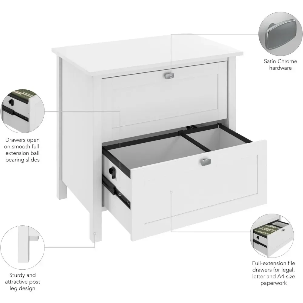 Archivador Lateral de 2 cajones, mueble de almacenamiento blanco puro para el hogar y la Oficina, espacio de trabajo, libre de carga