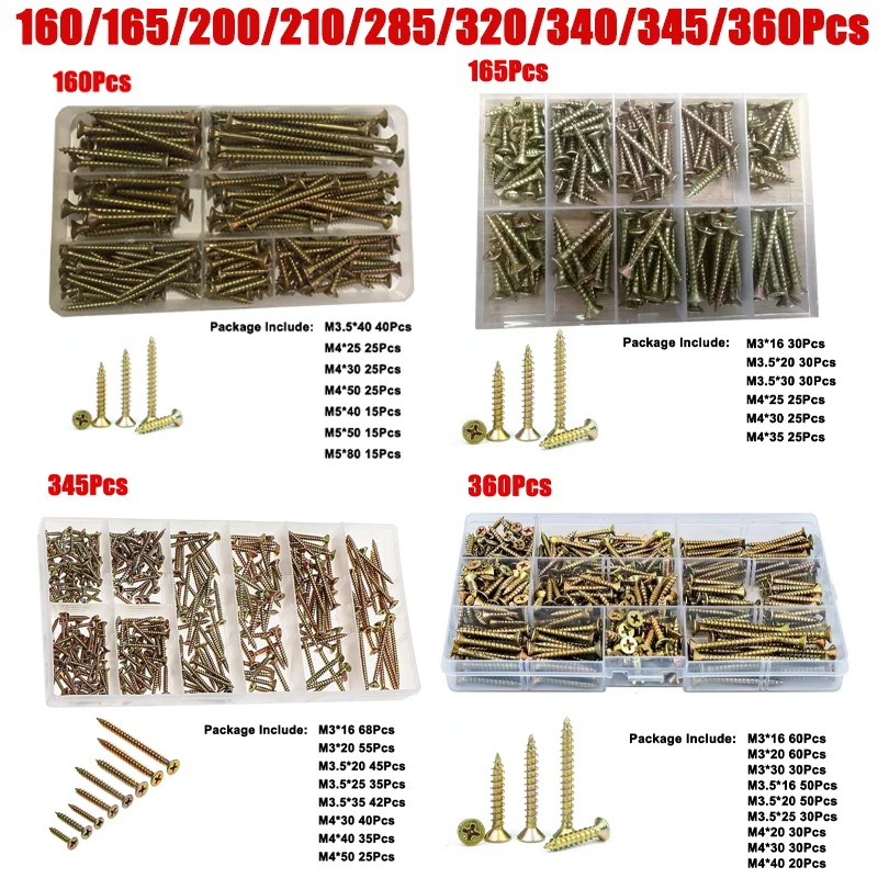 

Zinc Plated Self-Tapping Screws Kit Countersunk Head Cross Flat Head Screw Fiberboard Nail Screws M3 M3.5 M4 Woodworking Screw