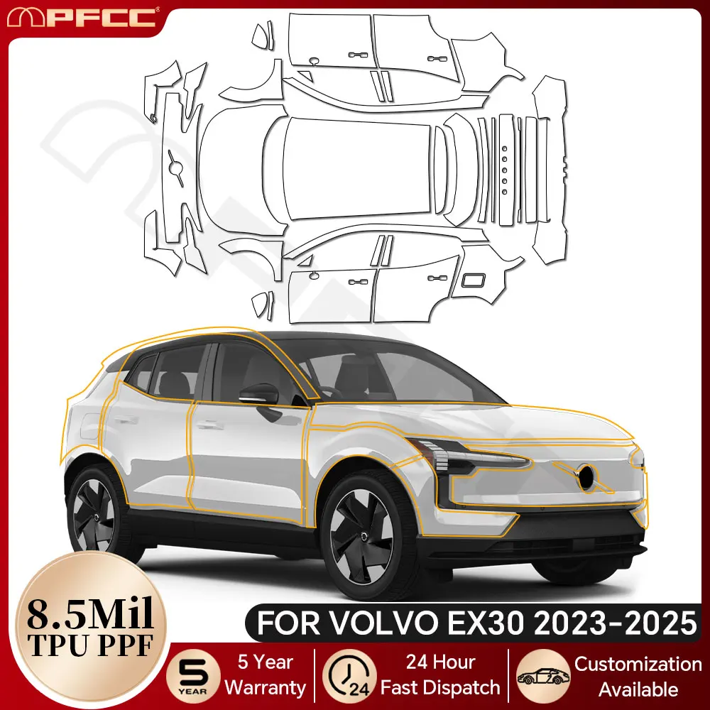 

For Volvo EX30 2023-2025 8.5Mil TPU Paint Protection Film Car Body Bumper Pre-cut PPF Bra Clear Kit Anti-scratch Resistant Cover