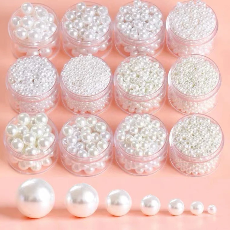 Artificial Ivory Pearl Beads ABS Imitation Pearl Craft Bead Acrylic Loose Pearls for DIY Bracelet Sew Craft Jewelry Making