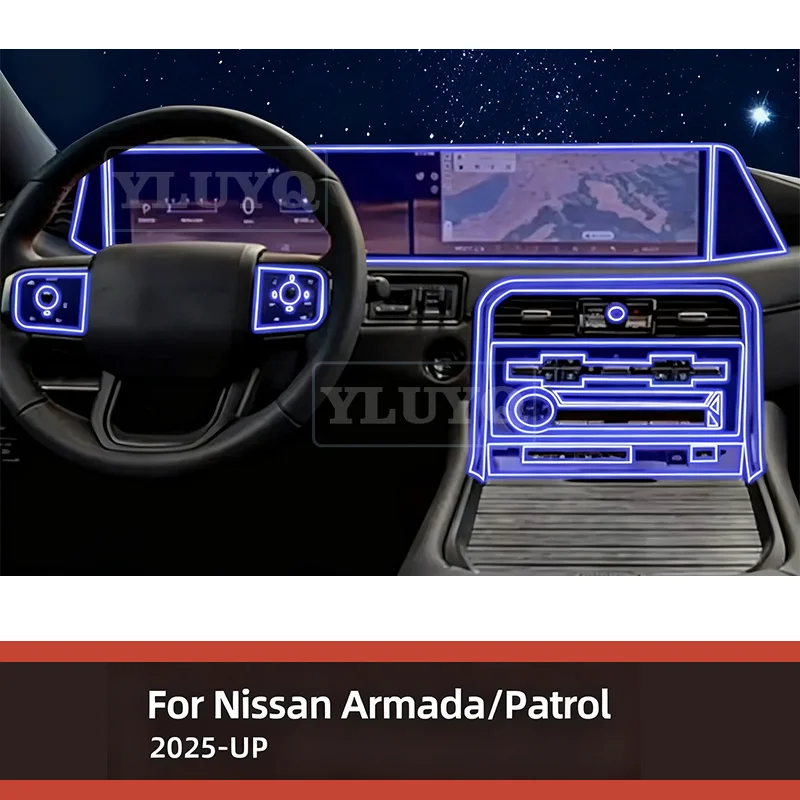 

For Nissan Patrol Armada 2025 PPF Protection film Accessories Interior transparent TPU GPS Navigation Gear Panel Center Console