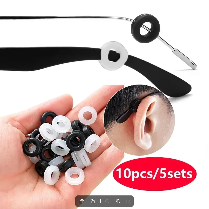 10Pcs Anti-Slip Silicone Ear Grip Glasses Eyeglasses Leg Ear Hook Stopper Bracket Fastener Accessories Temple Tip Eyewear Holder