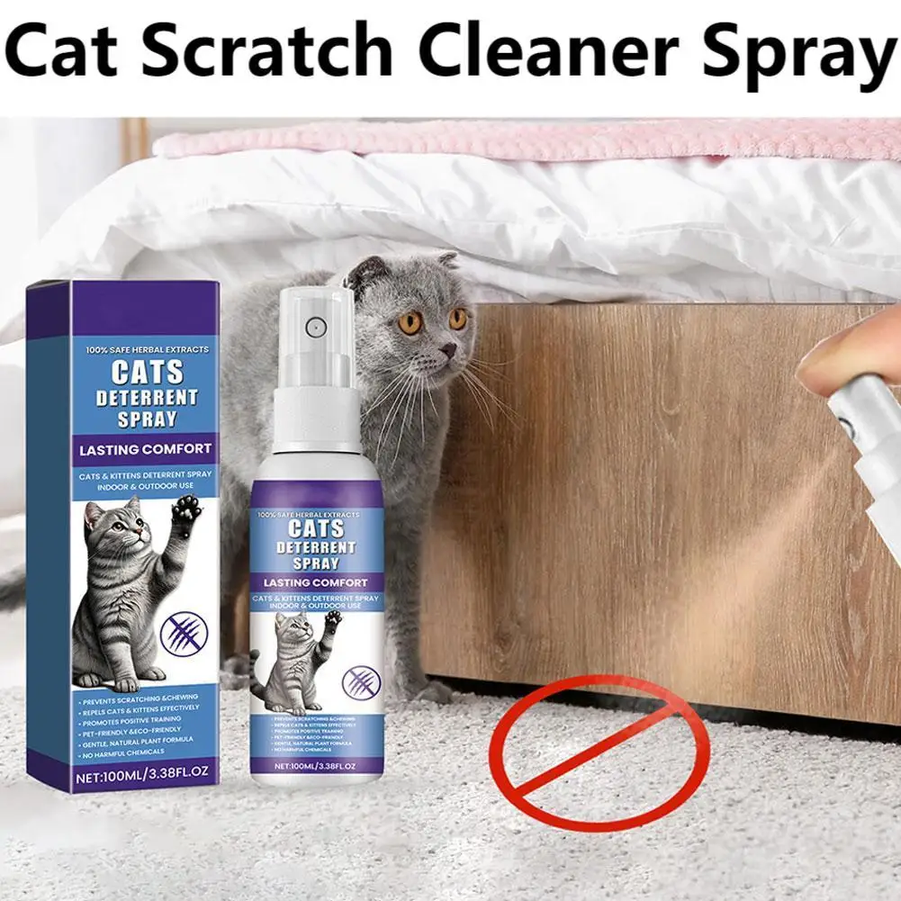 Cat Scratch Cleaner Spray Natural Scratch Training Aid Spray Non-irritant Cat Urine Prevention Repeller Furniture Protectors