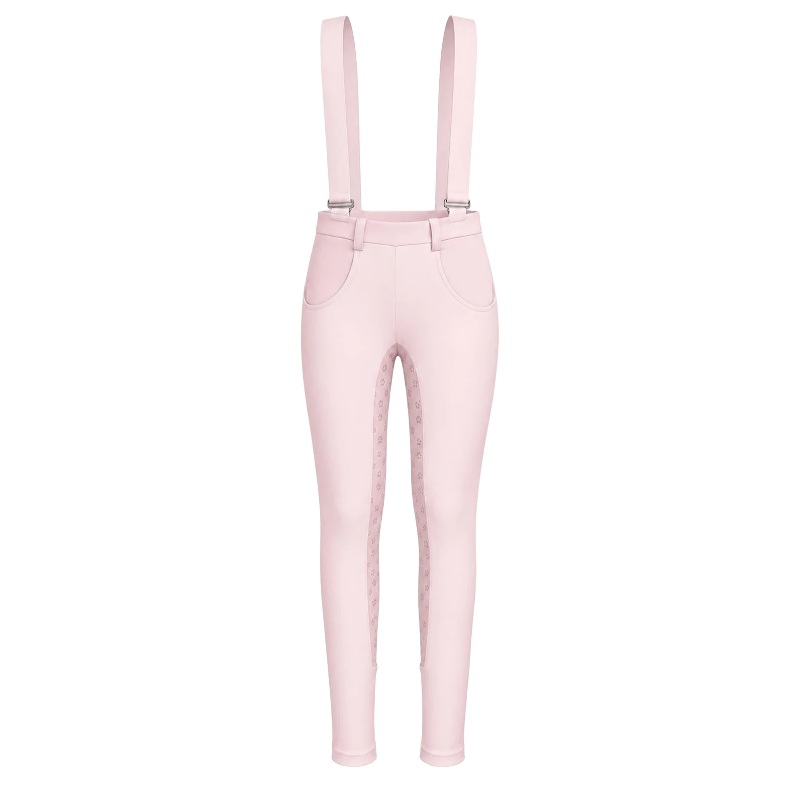 Reithose für Mädchen, elastischer Bund, Sportleggings mit Taschen und Schultergurten. – Detail 7