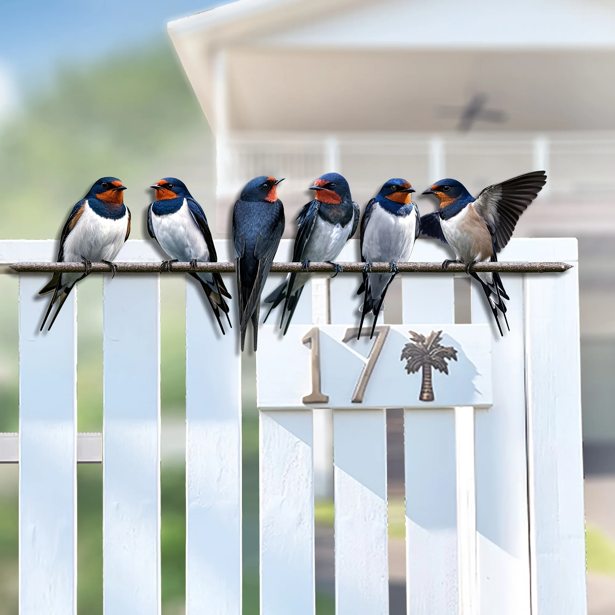metal bird wall decoration, outdoor fence branch ornament, tree trunk insert, swallow metal wall art, courtyards 1pc, 2D