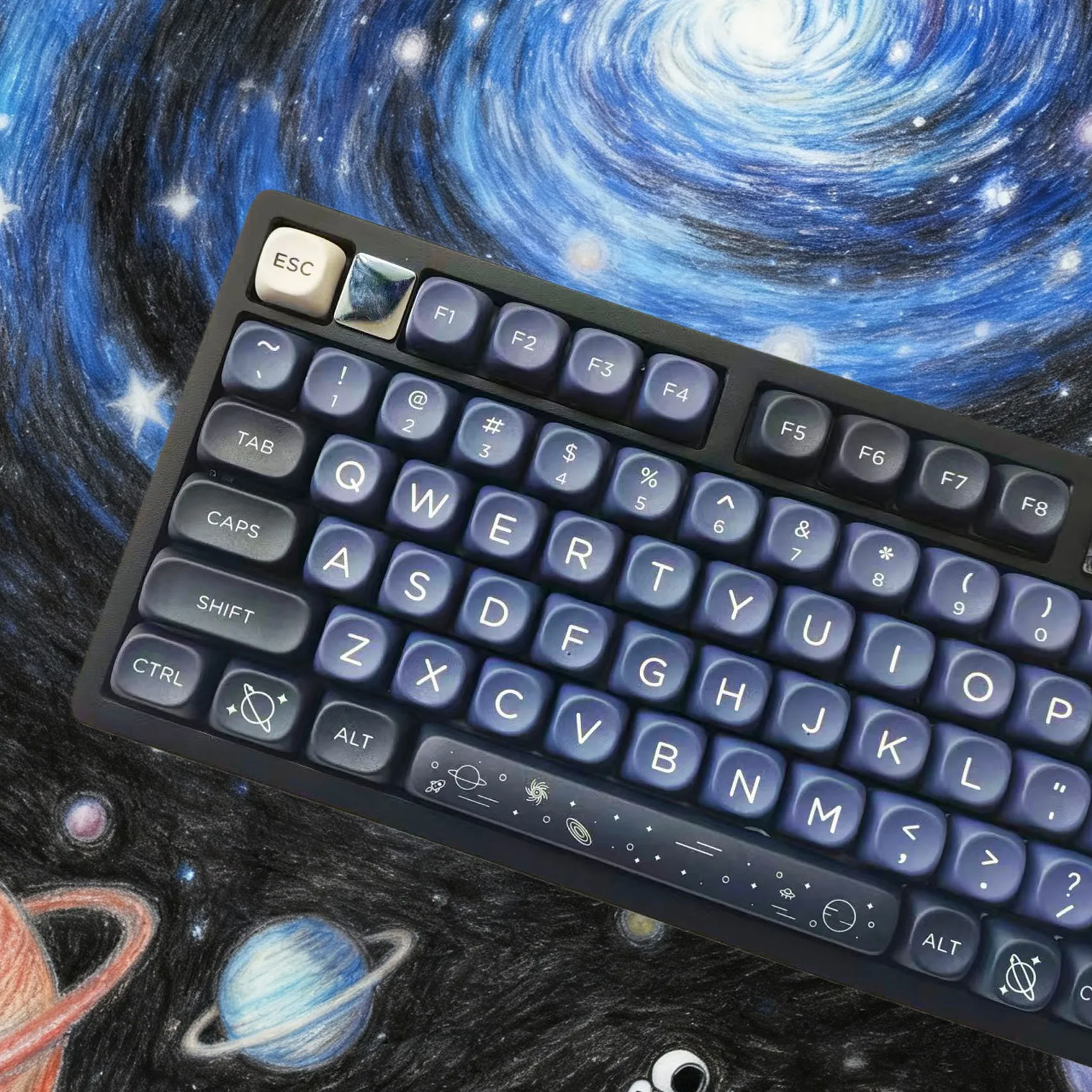 

Milky Way Black MOA Profile PBT Keycaps Five Sided Dye Sublimation Key caps for Cherry Gateron MX Switches Mechanical Keyboard