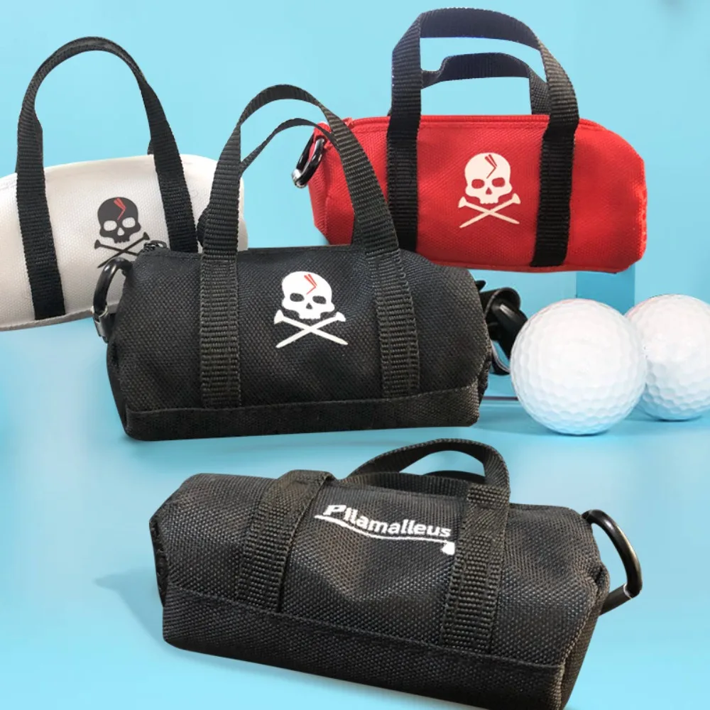 Skeleton Pattern Small Golf Storage Bag Zipper High-Capacity Mini Golf Ball Bag Portable Lightweight Golf Ball Storage Pouch