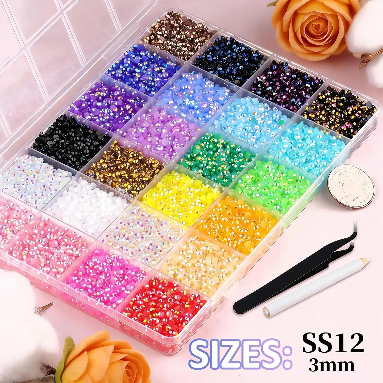 

32000 Pieces Flatback Rhinestones 3mm Nail Gems Bedazzling Kit Crystal Rhinestones for Jewelry Making Supplies Craft Decorations