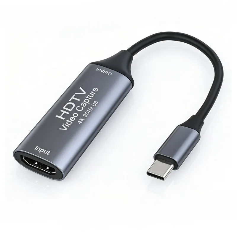 4K HDMI-Compatible to Type C 3.0 Grabber Recorder for PS4 Game DVD Camcorder Camera Recording Live Streaming
