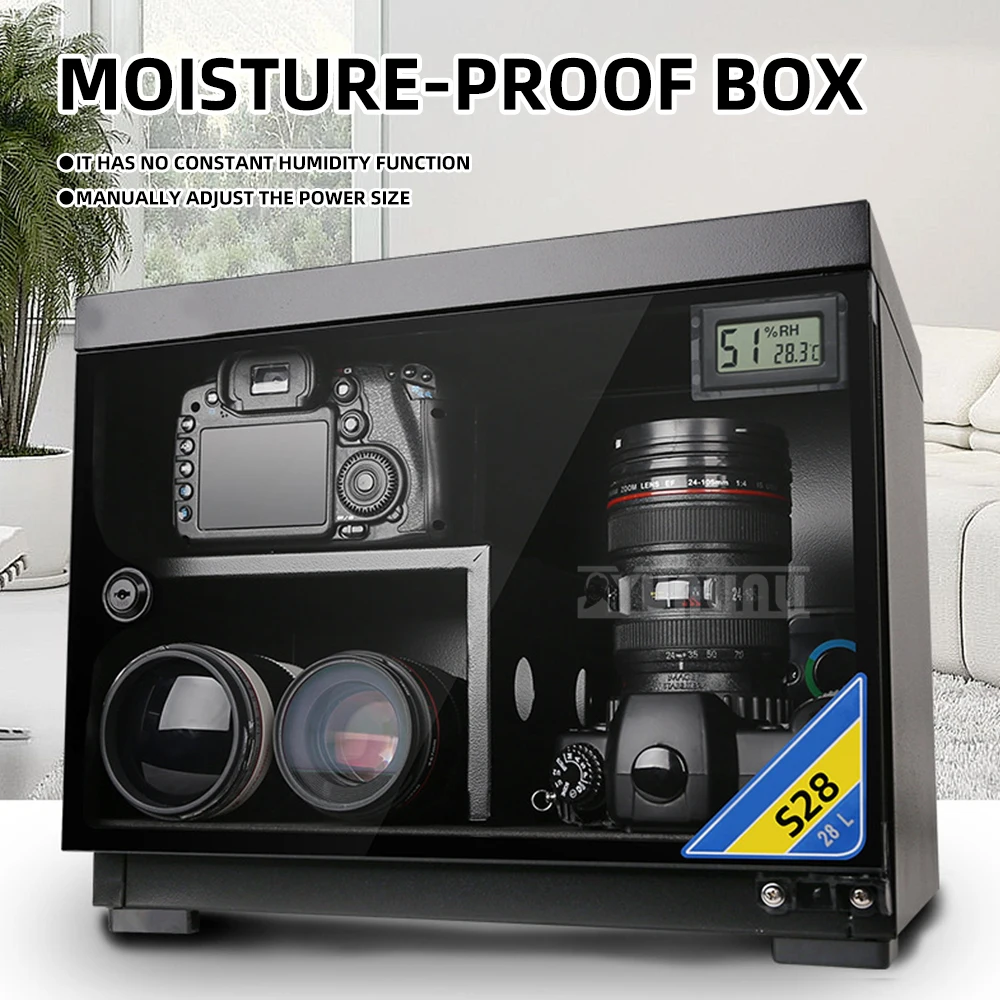 

28L Moisture-Proof Storage Box DSLR Camera Lens Photography Equipment Cabinet Stamp Collector's Electronic Drying Box