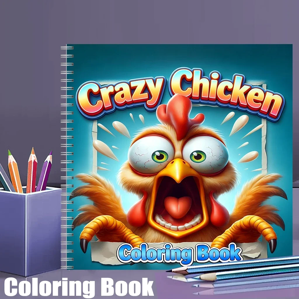 Crazy Chicken Bold-easy Patterns Coloring Book for Adults Cute Drawing Book Perfect Gift for Birthday Back to School Art Supplie