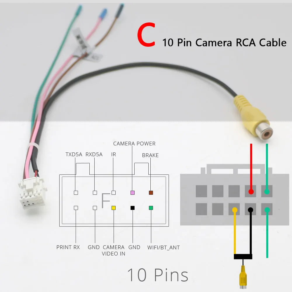 Adaptador de Cable de entrada de vídeo para cámara de visión trasera de coche, Conector de cableado, accesorios de Radio Android, Universal, 6, 8,