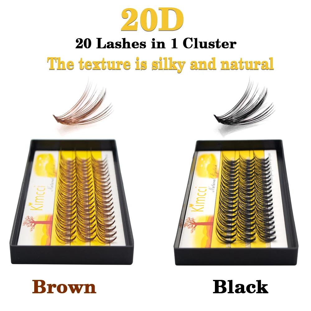 Nero/marrone 60 Bundles Natural Eyelash Extension Volume Faux Mink Eyelashes Individual 20D Cluster Lashes Makeup Cilia SILK