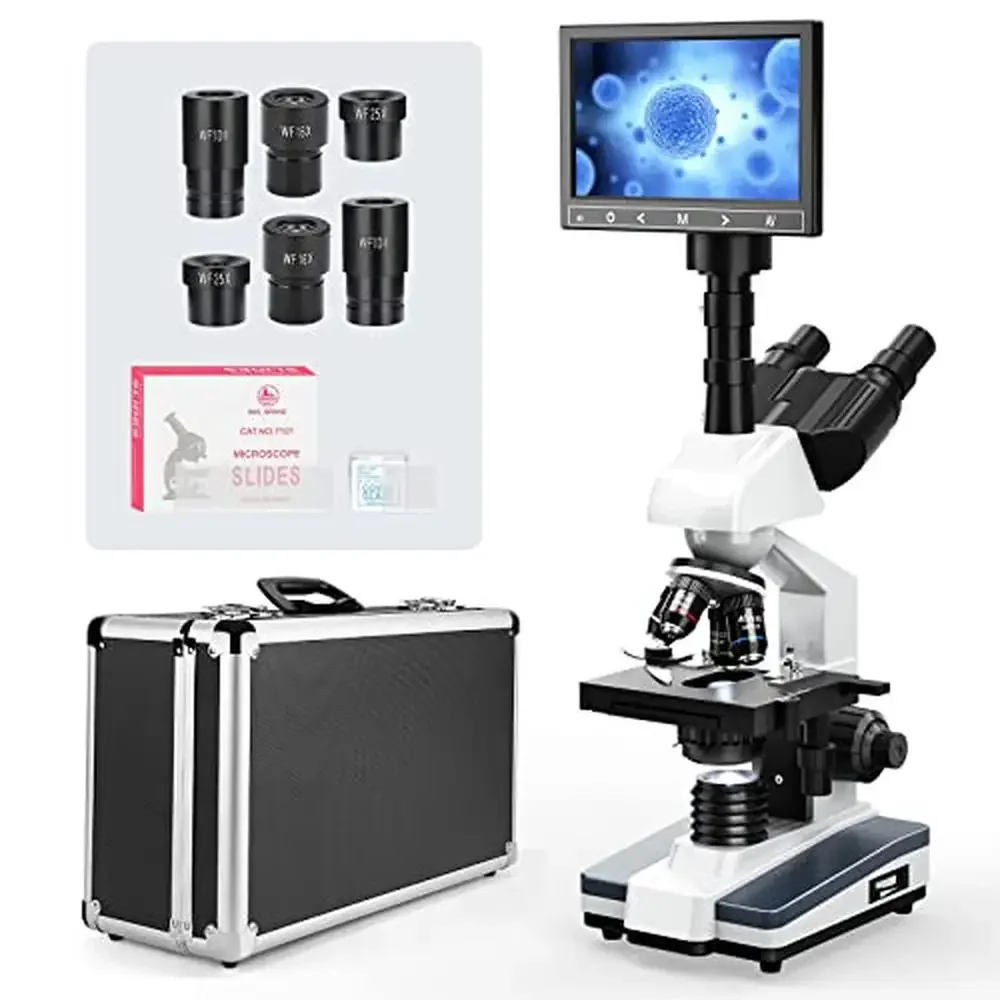 40X-2500X Magnification Lab Compound Trinocular Microscopes with 7